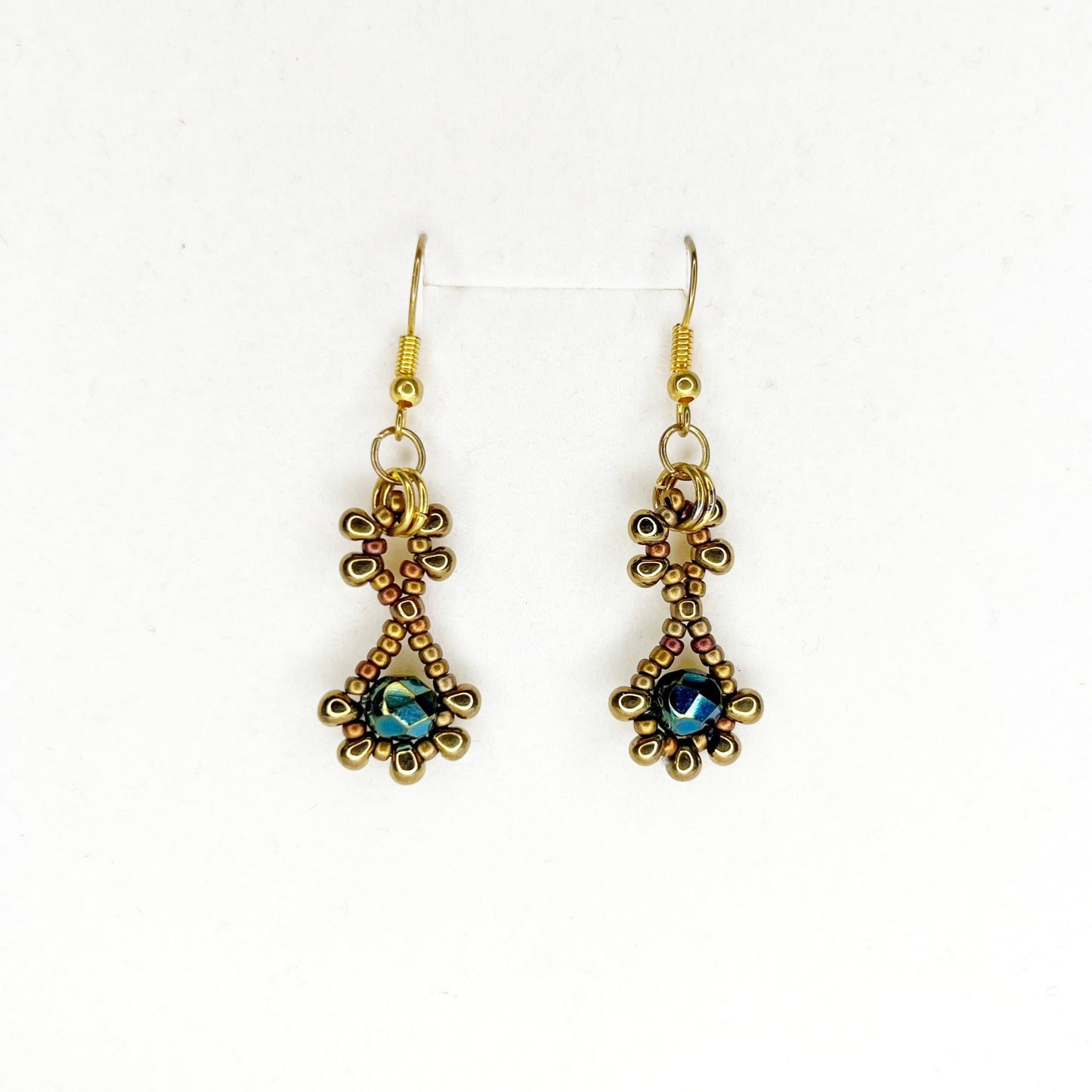 Beaded Peacock Feather Necklace and Earring Set