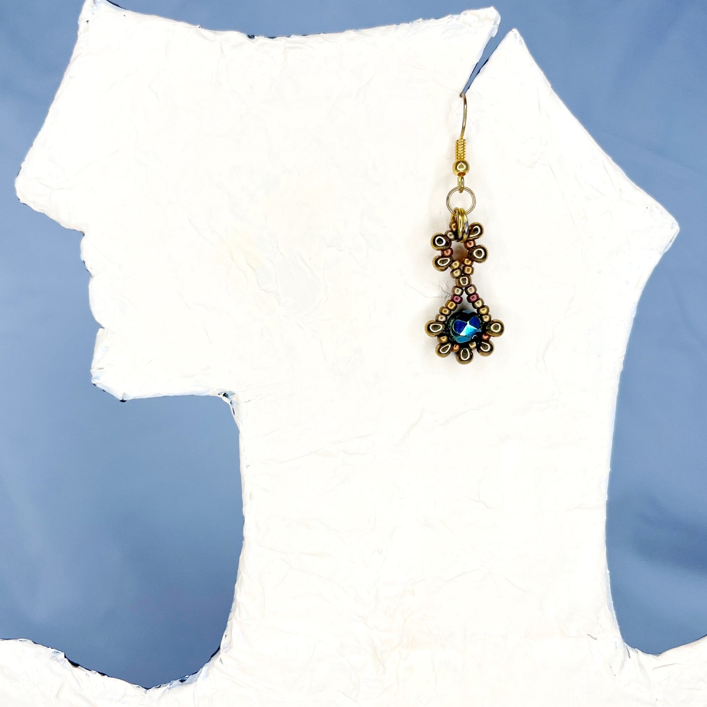 Beaded Peacock Feather Necklace and Earring Set