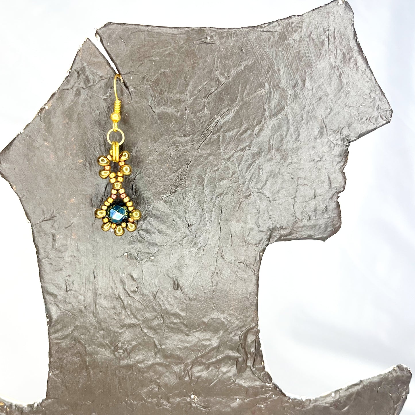 Beaded Peacock Feather Necklace and Earring Set