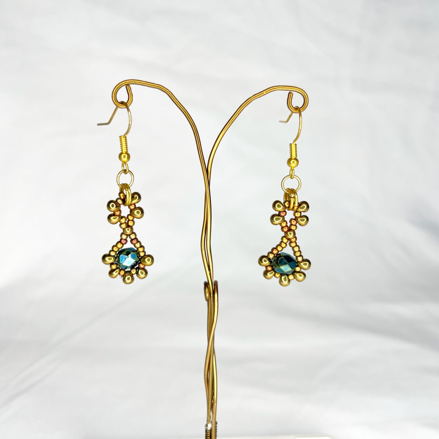 Beaded Peacock Feather Necklace and Earring Set