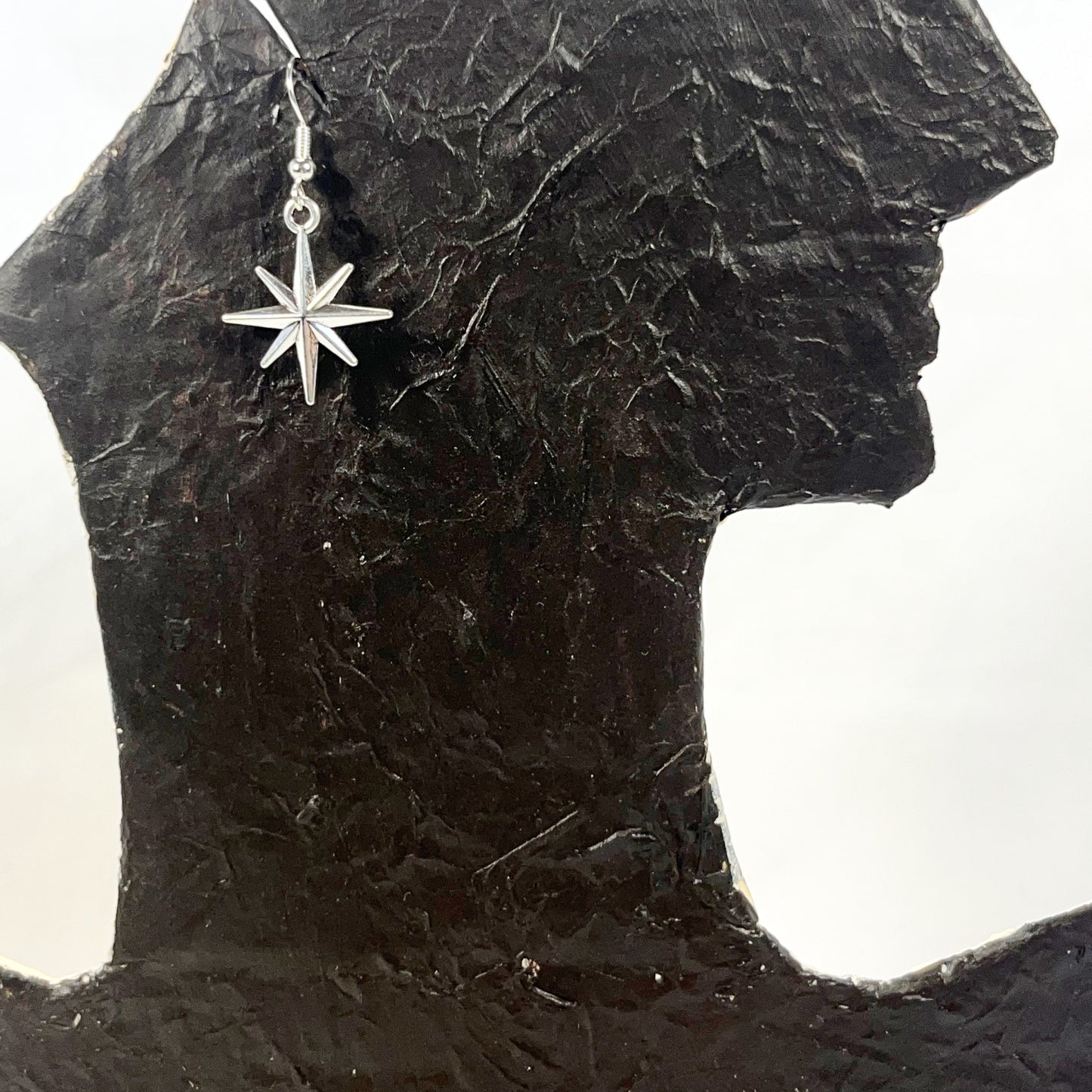Silver Star Drop Earrings