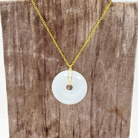 White Jade Donut Pendant
