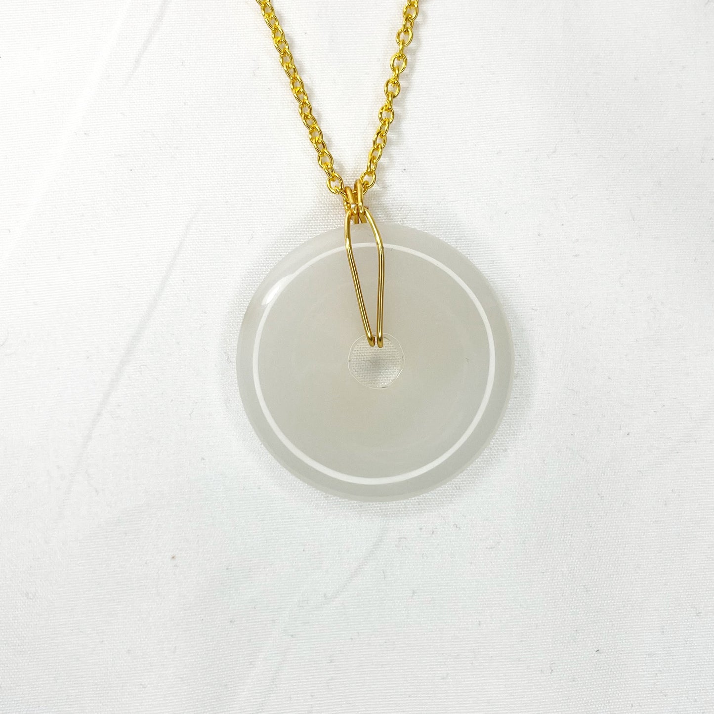 White Jade Donut Pendant