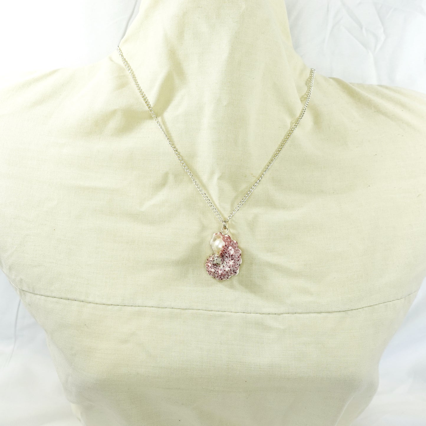 Dolphin Snail Shell and Pearl Pendant