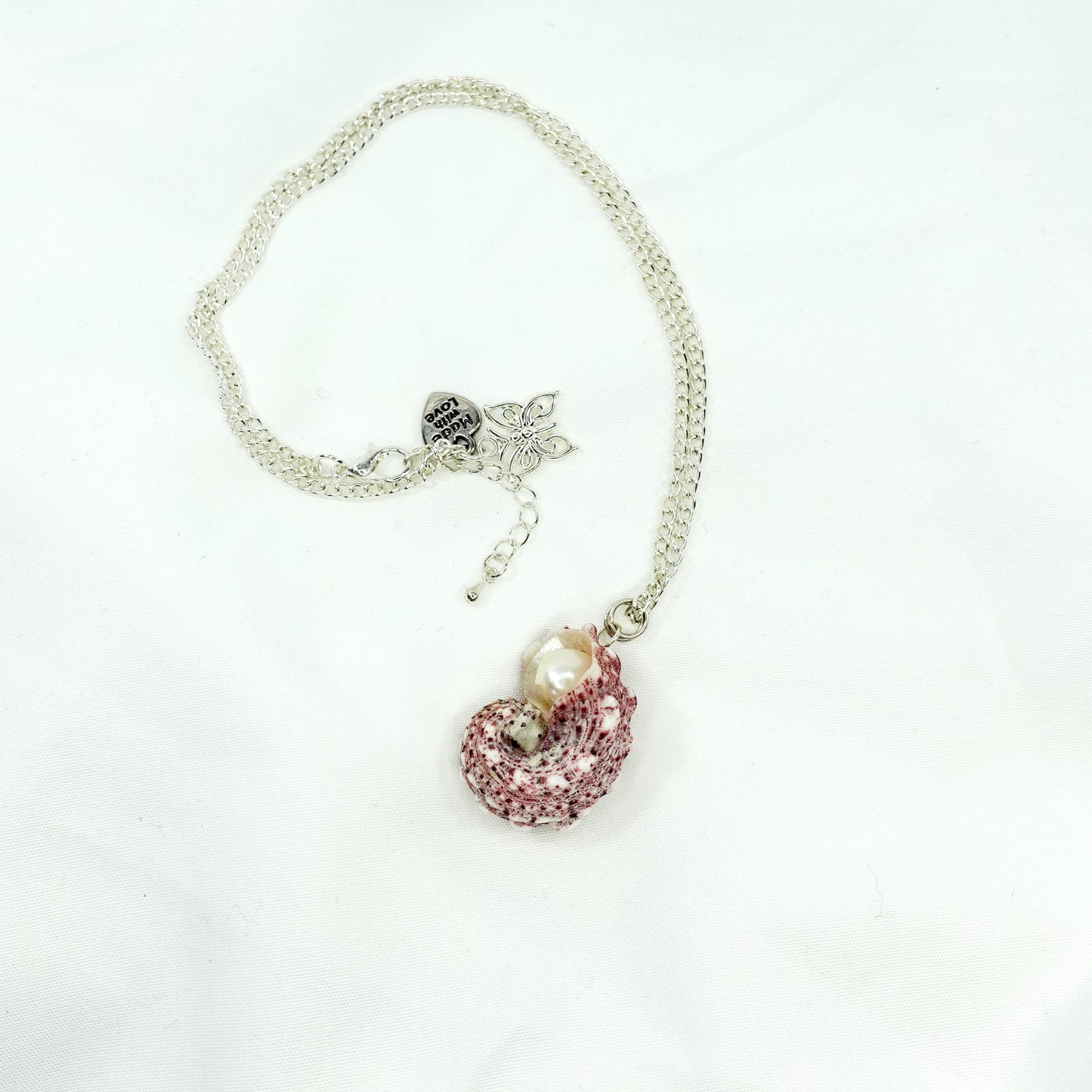 Dolphin Snail Shell and Pearl Pendant