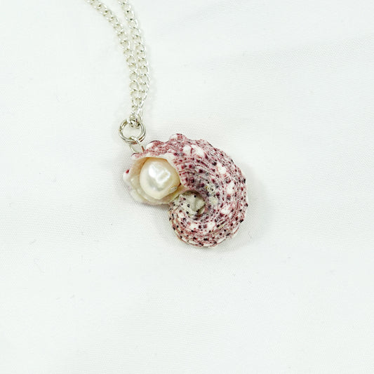 Dolphin Snail Shell and Pearl Pendant