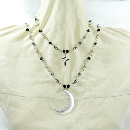 Night Sky Star and Crescent Moon Convertible Jewellery Set