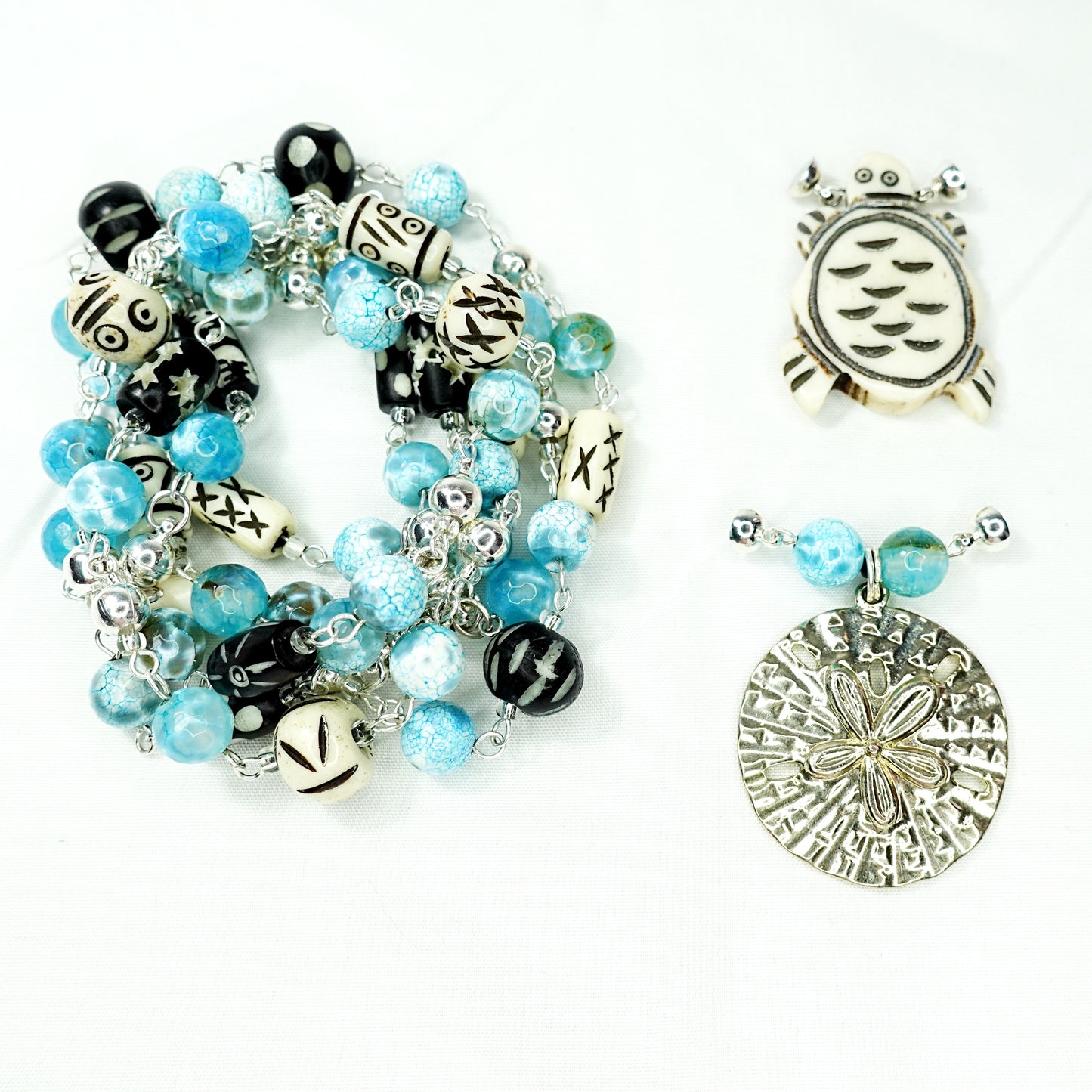 Sea Reef Turtle and Sand Dollar Convertible Jewellery Set
