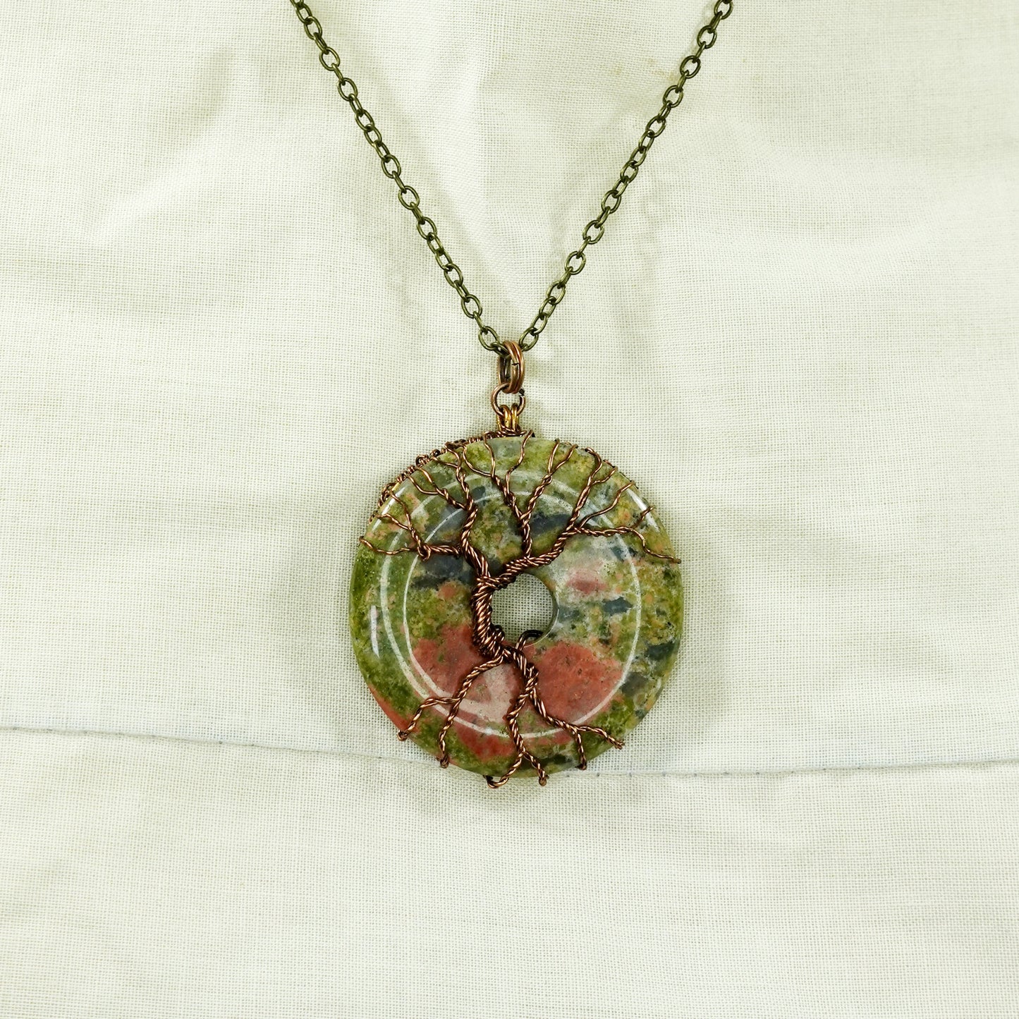 Copper and Unakite Tree of Life Necklace