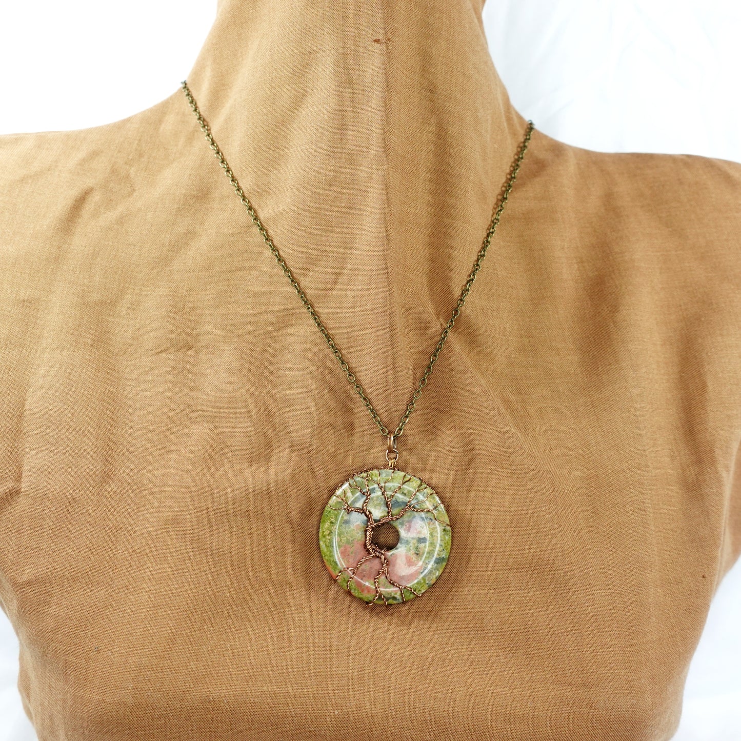 Copper and Unakite Tree of Life Necklace