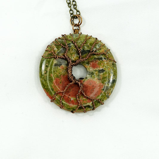 Copper and Unakite Tree of Life Necklace