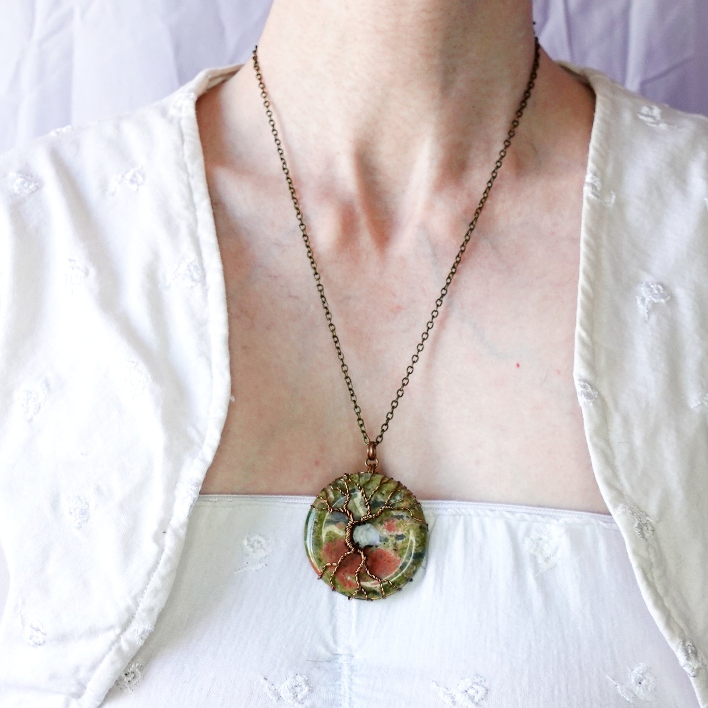 Copper and Unakite Tree of Life Necklace